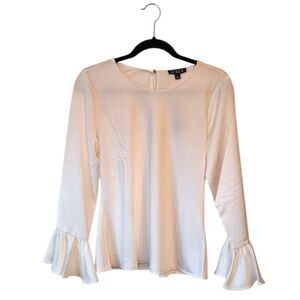 J. Crew Women's Cream Satin Ruffle Sleeve Blouse Size S NWT